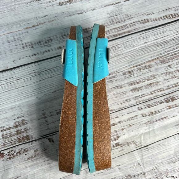 Birkenstock 37.5 Tula Blue Single Strap Slide Sandals Size 6.5 - Picture 3 of 10